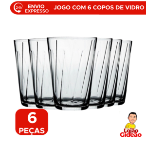 Jogo de 6 Copos de Vidro Amazon Nadir 190ml Para Água Suco e Bebidas