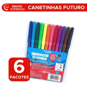 Kit 6 Pacotes De Canetinhas Hidrocor 12 Cores Atacado