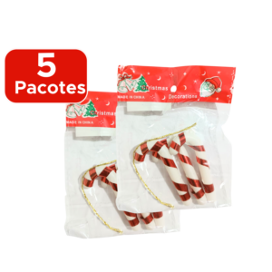 Kit Com 5 Pacotes De Enfeite Natalino Bengala Pendente Decoração Para Árvore De Natal Guirlanda