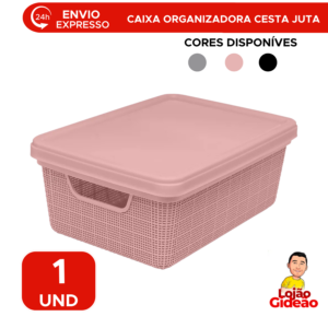 Caixa Organizadora 15L Com Tampa Empilhável Grande Para Casa e Armário