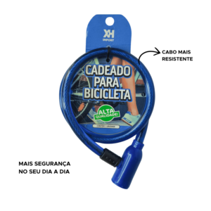 Corrente De Bicicleta De Cabo De Aço Com Trava E Chave Reforçado Grande