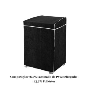 Capa Para Máquina de Lavar Tamanho M Flanelada Preta Protetor Lavadora Resistente