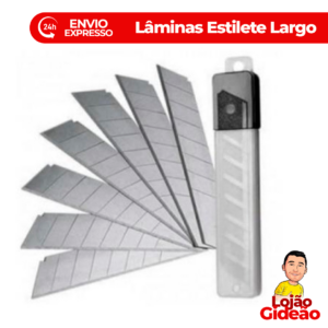 Kit 10 Lâminas para Estilete Largo 18mm Lâmina Grande Leonora