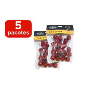 Kit Com 5 Pacotes Cerejas Artificial Decoração De Natal Grinaldas Enfeite Frutas Vermelhas