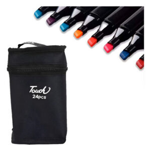 Kit Com 24 Canetinhas De Ponta Dupla Conjunto De Canetas Pintura