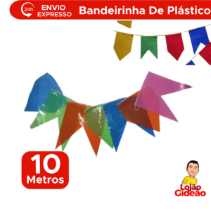 Bandeirinhas Festa Junina São João Caipira De Plástico Resistente A Água Colorido Com 20 Unds 10 Metros c/ Barbante