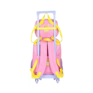 Kit Mochila de Rodinha e Costas + Lancheira Masha e o Urso Infantil Violeta Oficial