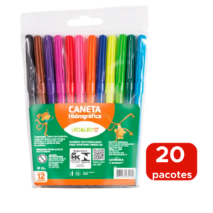 Kit 20 Pacotes De Canetinhas Com 12 Cores Para Lembrancinhas Revenda Escola