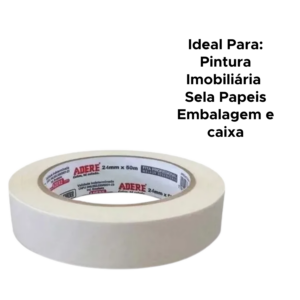 Kit 5 Fitas Crepe 24mm x 50m Fácil Remoção Uso Profissional Pintura