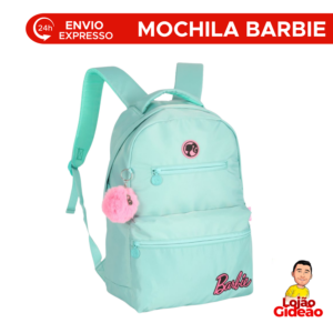 Mochila Bolsa Escolar Pompom Verde Reforçada Grande Com Alças Juvenil Para Escola Faculdade de Menina
