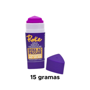 Cola Magica Roke Bastão Triangular Roxa 15g Para Cartão Papel Material Escolar Artesanado