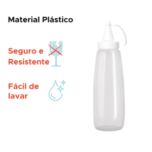 Kit 3 Bisnaga Para Molhos 200ml De Lanche Ketchup Maionese Mostarda Para Lanchonete Restaurante