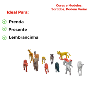 Kit 12 Peças Brinquedo Reino Animal Para Prenda Presente Sortidos