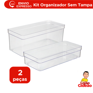Organizador Sem Tampa Multiuso Elegante Geladeira Dispensa Cozinha Guarda e Conserva