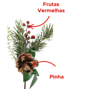 Kit 10 Galhos Natalino De Ramos Pinha E Frutas Vermelhas Decoração De natal Enfeite