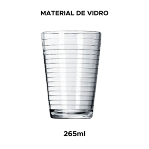 Jogo 6 Copos de Vidro 265ml Para Água Suco Restaurante Cozinha Casa
