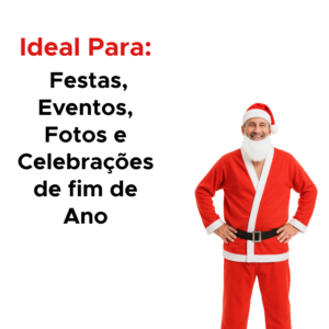 Fantasia Papai Noel Adulto Roupa Feltro Luxo 5 Peças Natal