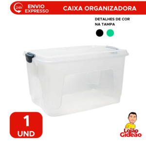Caixa Organizadora 20L Preta Para Brinquedos Roupas Ferramentas e Limpeza