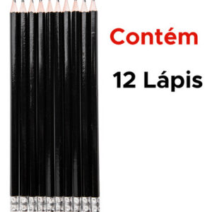 Kit 12 Unidades Caixa de Lapis Grafite Hb Sextavado Com Borracha Para Desenho e Escola