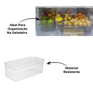 Organizador Sem Tampa Multiuso Elegante Geladeira Dispensa Cozinha Guarda e Conserva