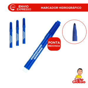 Caneta Pincel Atomico Marcador Canetão Permanente Recarregável Ponta Redonda Cores - Azul