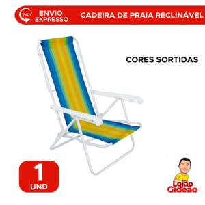 Cadeira Reclinável 8 Posições Mor Leve Resistente Para Praia Piscina Rio Sortido