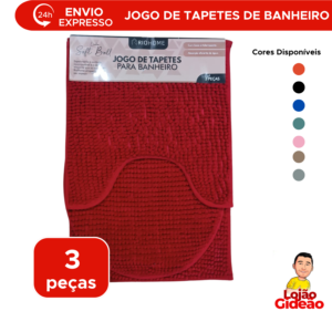 Jogo de Tapetes para Banheiro 3 Peças Antiderrapante Kit Tapete de Porta de Entrada
