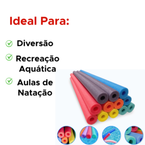 Kit Com 6 Boias Macarrão Espaguete Flutuador Para Piscina Praia Flexível Resistente Com Furo
