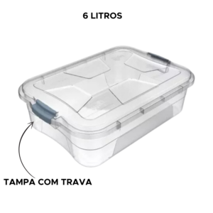 Caixa Organizadora 6 Litros Preta Para Organizar Brinquedos Ferramentas Material de Limpeza Roupas