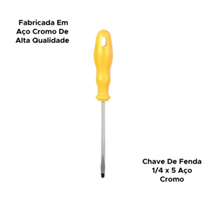 Chave De Fenda 1/4 x 5 Aço Cromo 23cm