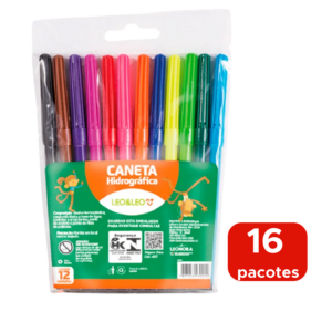 Kit 16 Pacotes De Canetinhas Com 12 Cores Para Lembrancinhas Material Escolar