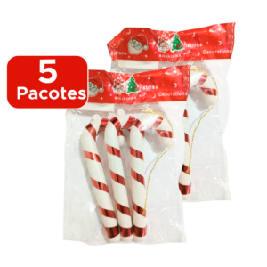 Kit Com 5 Pacotes De Enfeite Natalino Bengala Decoração Para Árvore De Natal Guirlanda Tamanho G