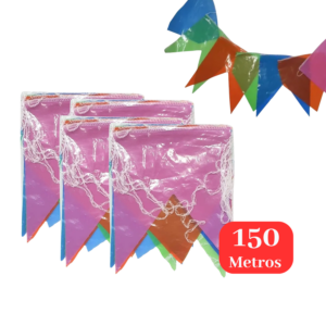 Kit 150 Metros Bandeirinhas Festa Junina De Plastico São João Caipira Resistente Colorida