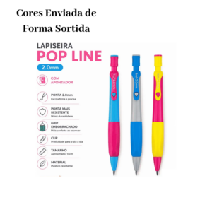 Kit 12 Lapiseiras 2.0mm Coloridas Com Apontador Grip Emborrachado Material Escolar