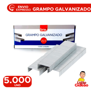 Grampo 26/6 Galvanizado 5000 Unidades Para Grampeador Escritório Escolar