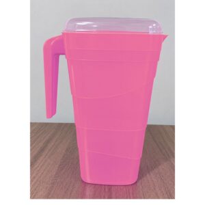 Jarra 2L Rosa Graduada Com Tampa Para Água Suco e Bebidas Geladas