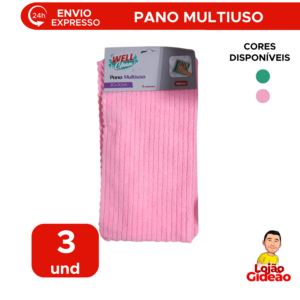 Kit 3 Panos Multiuso 30x30cm Para Limpeza Cozinha Casa Super Absorvente