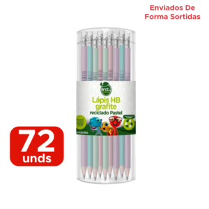 Kit Com 72 Lápis Redondo Reciclado Sortido Cores Pastel Para Escola Revenda Atacado