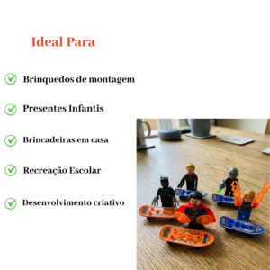 Kit Com 6 Bonecos Montável Play Box Heróis e Vilões Brinquedo Infantil de Encaixe