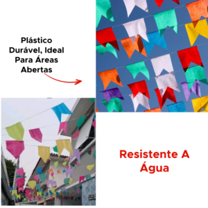 Bandeirinhas Festa Junina São João Caipira De Plástico Resistente A Água Colorido Com 20 Unds 10 Metros c/ Barbante