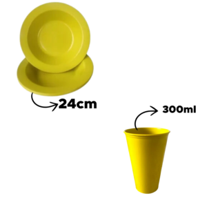 Kit Infantil 4 Pratos + 4 Copos 300ml Plástico Decorplast Colorido