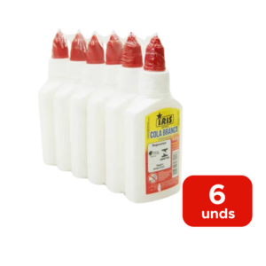 Kit Com 6 Colas Branca 40g Material Escolar Lavável Bico Dosador Para Artesanato