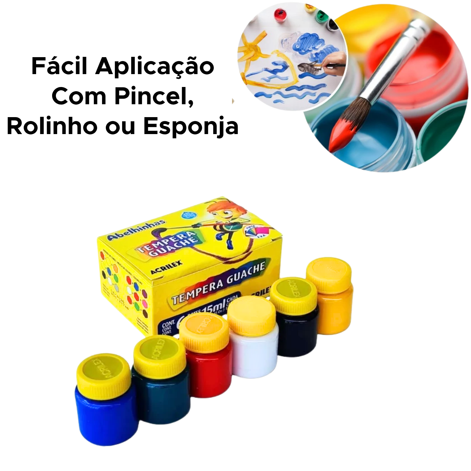 Kit Com 12 Caixas De Tinta Guache Pequena 15ml Com 6 Cores Primárias Para Lista De Material Escolar - Imagem 5