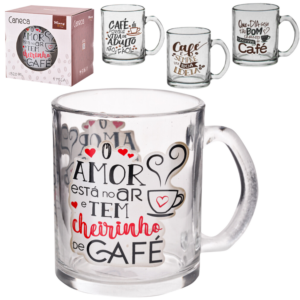 Caneca de Vidro 320ml Estampada Resistente Para Café Chá Presente