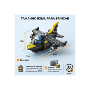 Avião Bate e Volta Gripenn Com Luz Som Musical Brinquedo Infantil Eletrônico