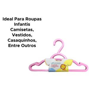 Kit Com 6 Cabides Infantis Colorido Reforçado Organizador De Roupas