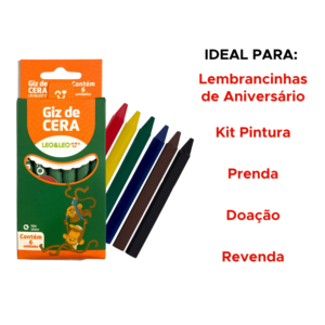 Kit 12 Caixas De Giz De Cera Fino Estojos com 6 Cores Para Lembrancinhas Festas Prendas