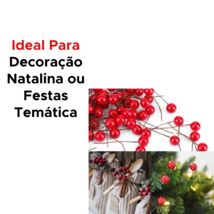 Kit Com 5 Pacotes Cerejas Artificial Decoração De Natal Grinaldas Enfeite Frutas Vermelhas