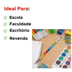 Kit 12 Lápis Grafite Tabuada HB Com Borracha Para Escola Revenda Atacado