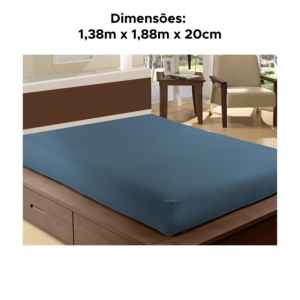 Lençol Com Elástico De Casal Em Poliéster 1,38m x 1,88 m x 20cm